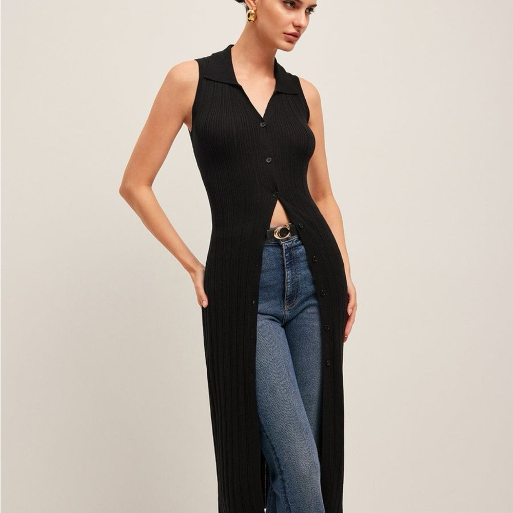 Commense Ribbed Button Up Knit Dress - Picture 2 of 3